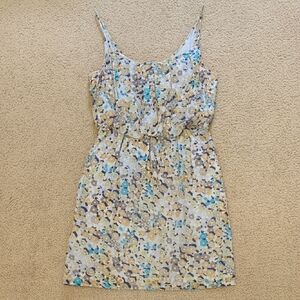 BCBGeneration Blue Floral Lightweight Mini Dress With Spaghetti Straps